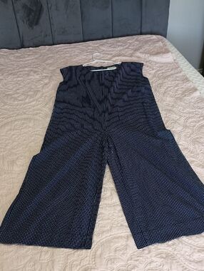 Madewell Navy Pinstripe Wide-Leg Jumpsuit